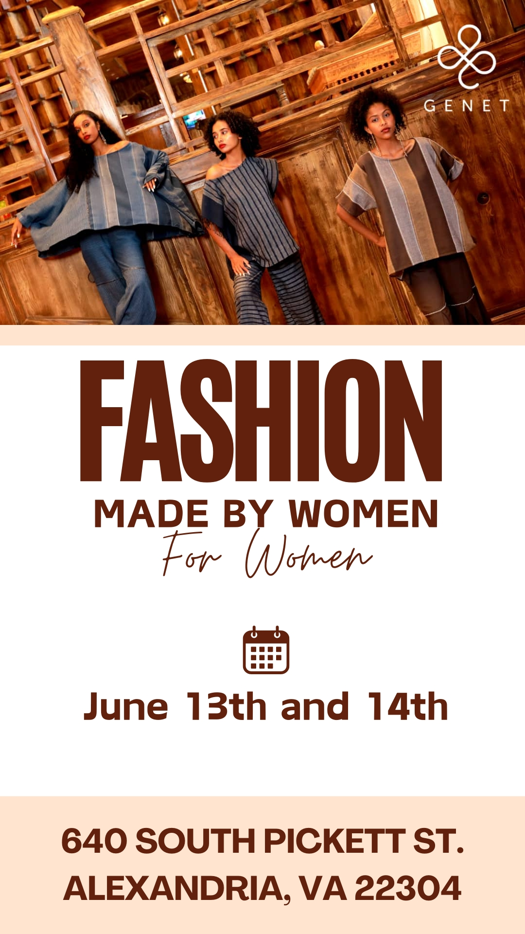 Genet fashion show indoor billboard ad for a women's clothing event